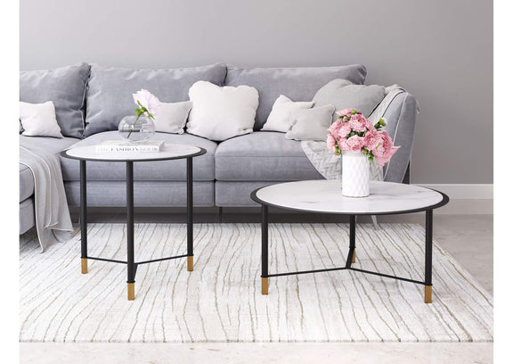 101704 Davis Coffee Table Set (2-Piece) White & Black
