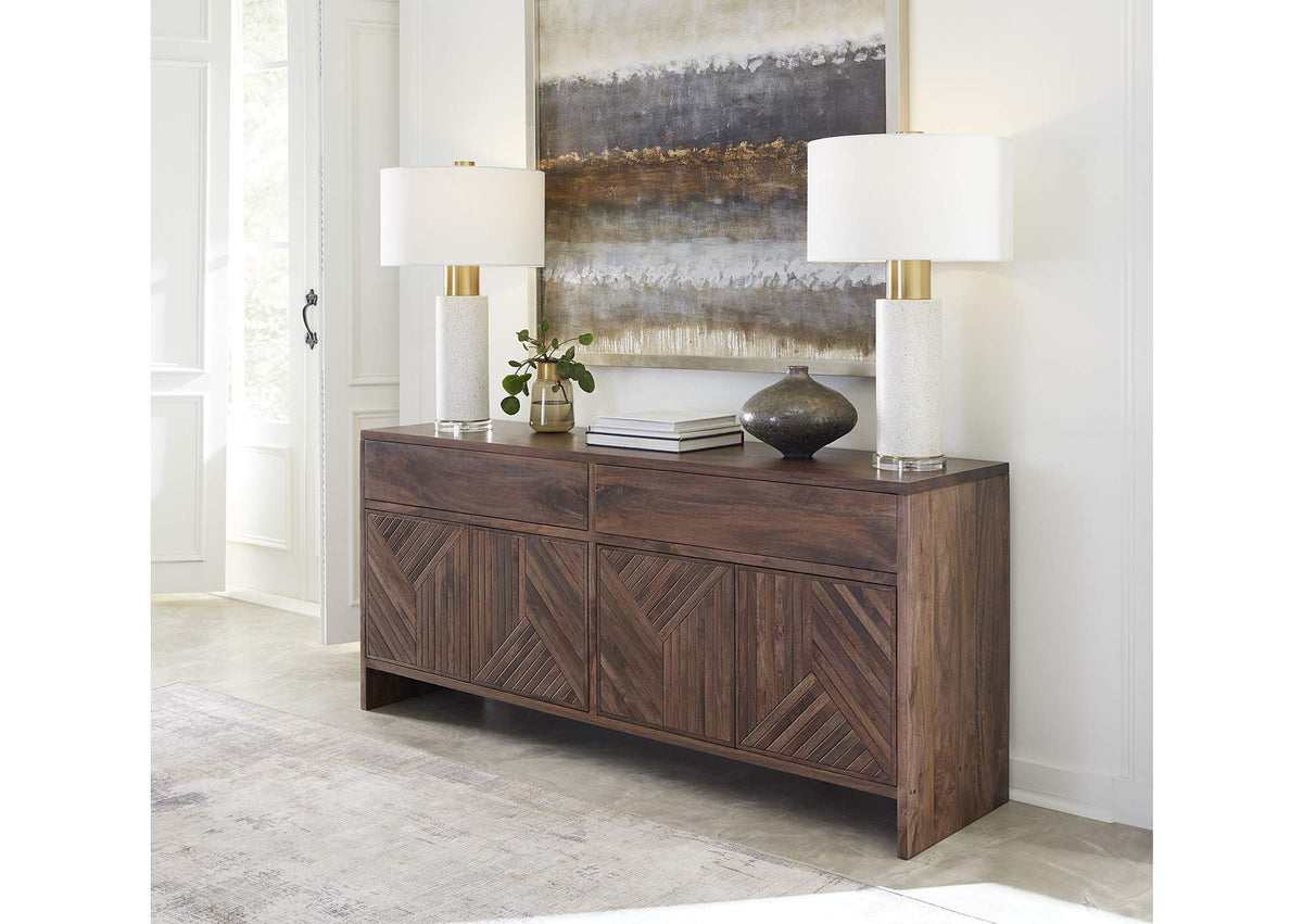 PGRR78 Fevano Four Door Two Drawer Solid Wood Sideboard In Smoked Brown