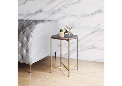 109360 David Side Table Gray & Gold