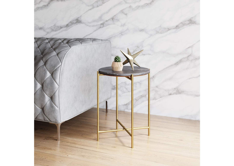 109360 David Side Table Gray & Gold