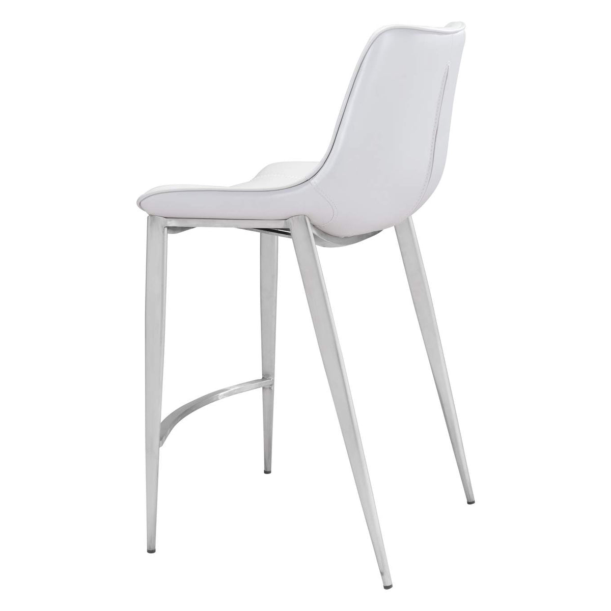 101408 Magnus Counter Stool (Set Of 2) White & Silver