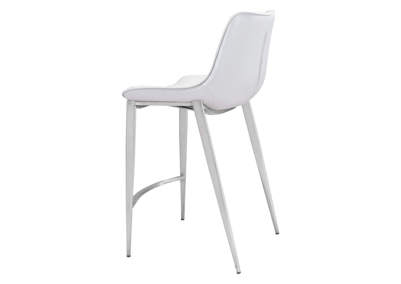 101408 Magnus Counter Stool (Set Of 2) White & Silver