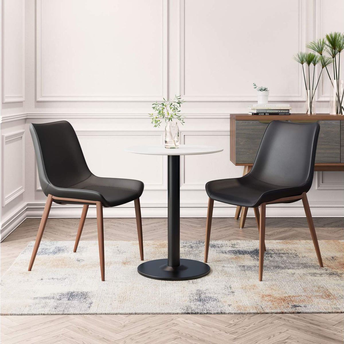 109933 Magnus Dining Chair (Set Of 2) Black & Walnut
