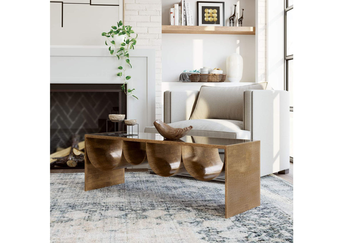 109842 Reed Coffee Table Brass & Black