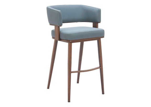110329 Poise Barstool Azure Gray & Walnut