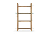 JVLH19 One Modern Coastal Glass Shelf Bookcase In Solid Wood