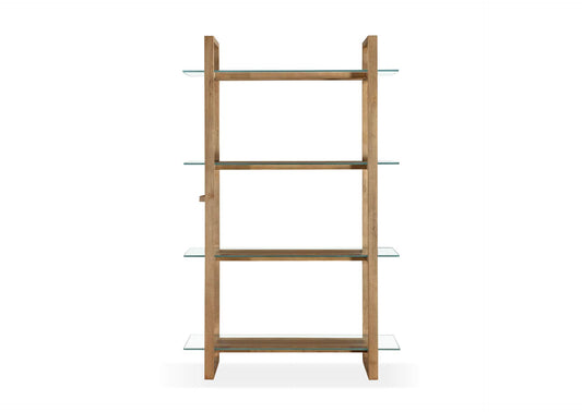 JVLH19 One Modern Coastal Glass Shelf Bookcase In Solid Wood