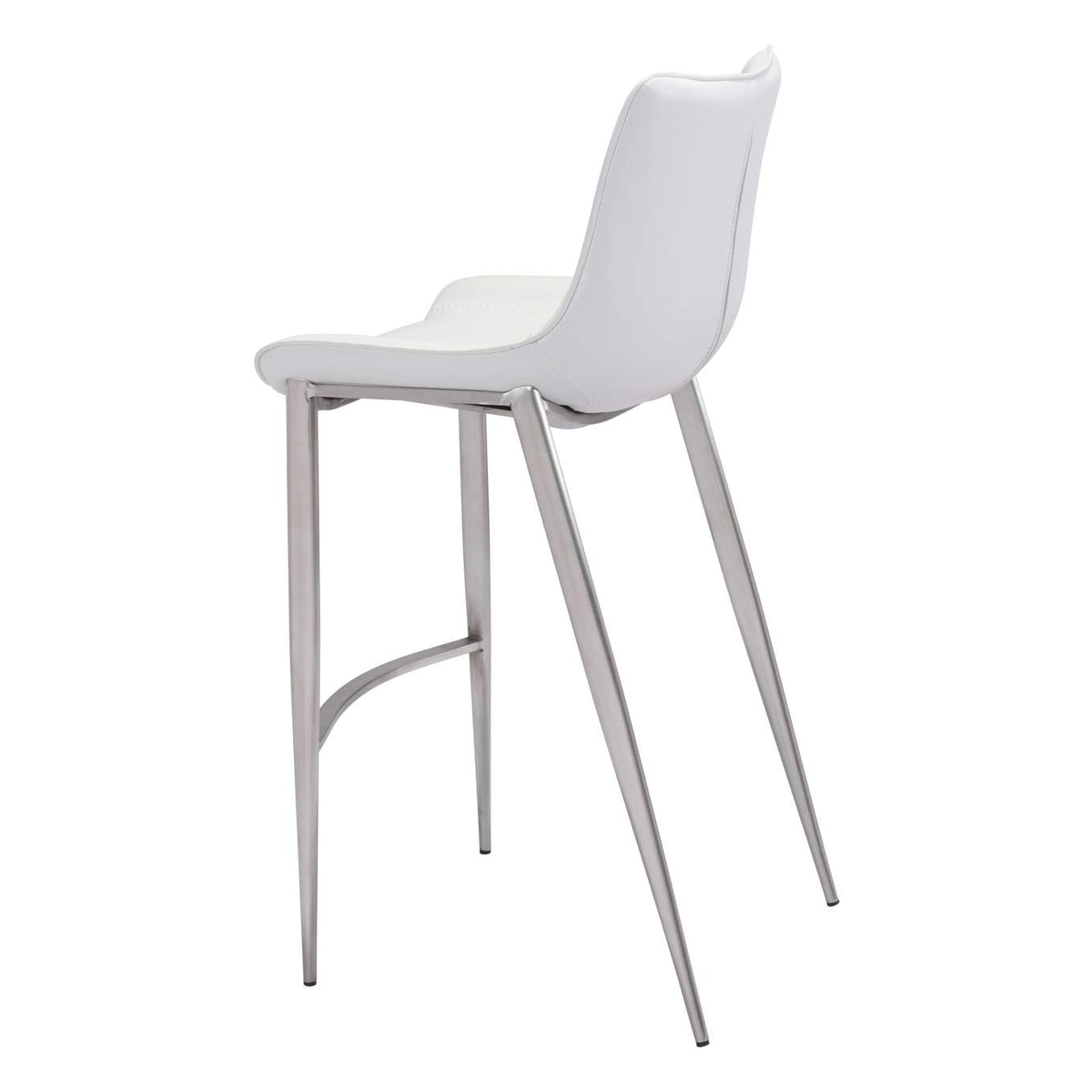 101275 Magnus Barstool (Set Of 2) White & Silver