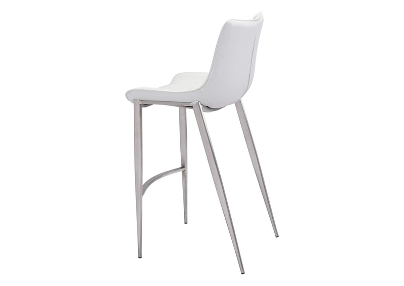 101275 Magnus Barstool (Set Of 2) White & Silver