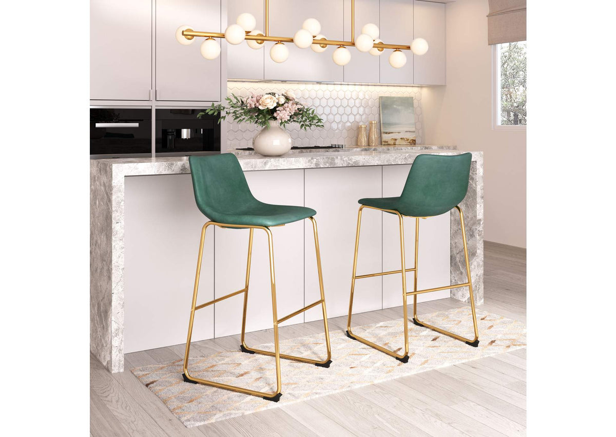 109961 Augusta Barstool (Set Of 2) Green & Gold