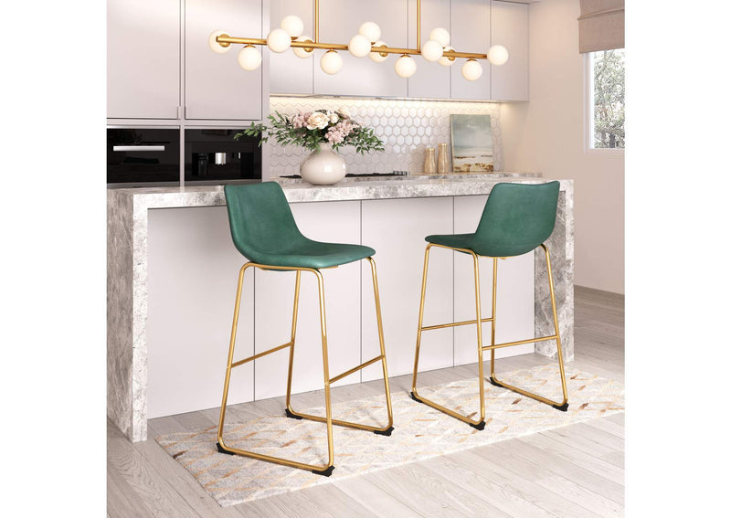 109961 Augusta Barstool (Set Of 2) Green & Gold