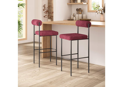 109814 Livorno Barstool (Set Of 2) Red & Bronze