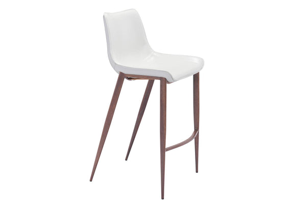 101278 Magnus Barstool (Set Of 2) White & Walnut