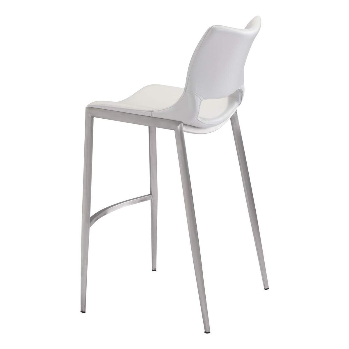 101283 Ace Barstool (Set Of 2) White & Silver