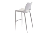 101283 Ace Barstool (Set Of 2) White & Silver