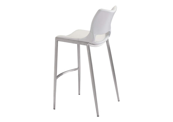 101283 Ace Barstool (Set Of 2) White & Silver