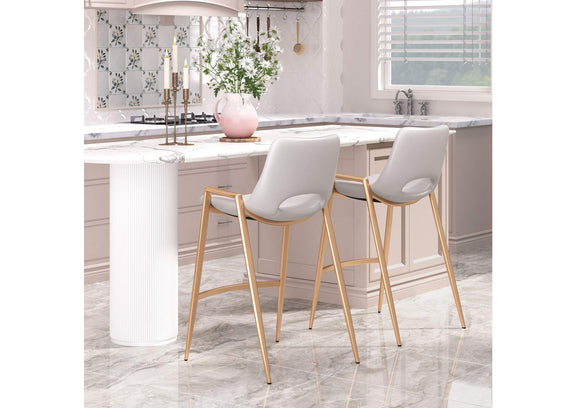 109553 Desi Counter Stool (Set Of 2) White & Gold
