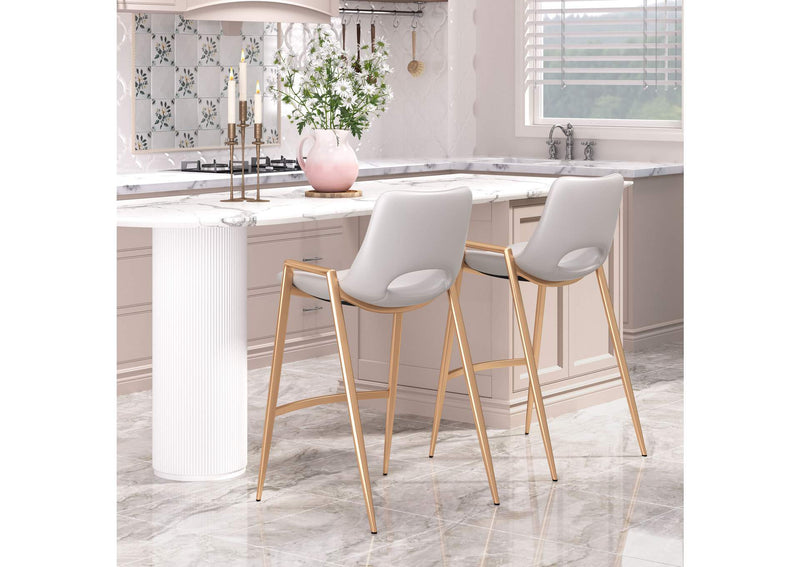 109553 Desi Counter Stool (Set Of 2) White & Gold