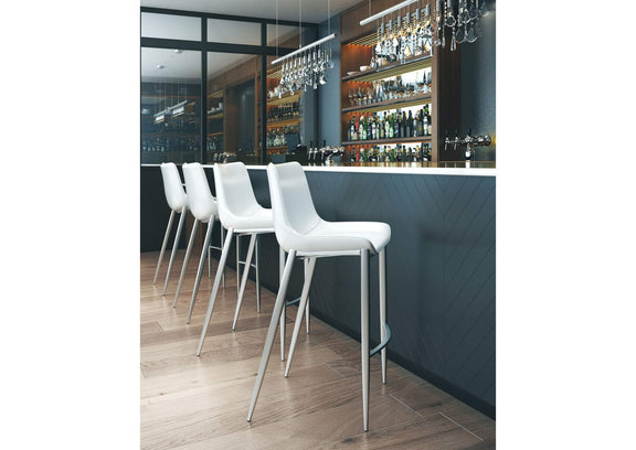 101275 Magnus Barstool (Set Of 2) White & Silver
