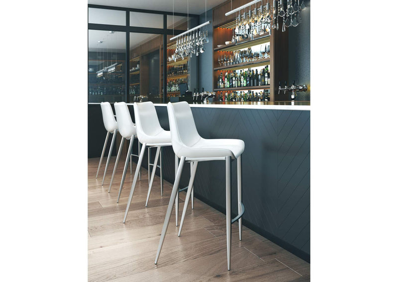 101275 Magnus Barstool (Set Of 2) White & Silver