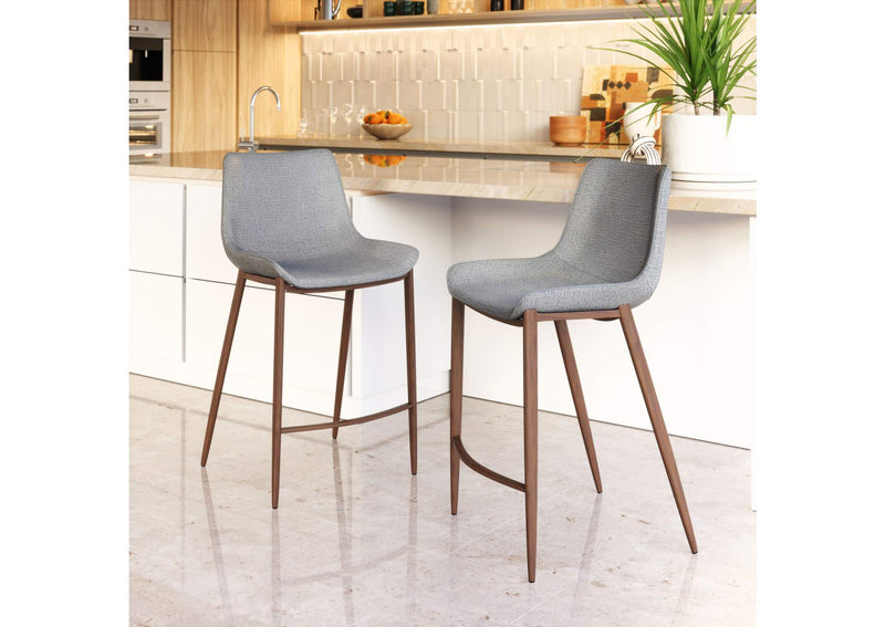109936 Magnus Counter Stool (Set Of 2) Slate Gray & Walnut