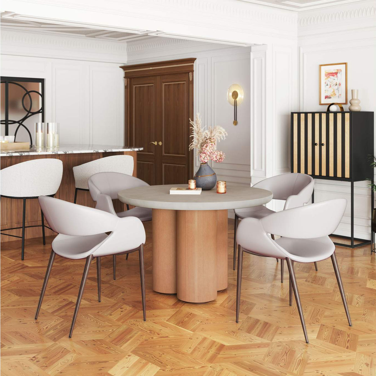 109971 Limay Dining Chair (Set Of 2) Beige & Walnut