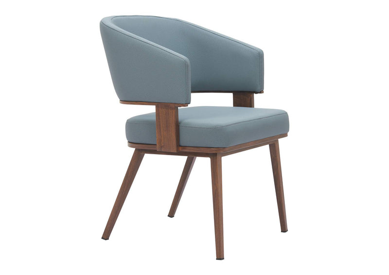 110328 Poise Dining Chair Azure Gray & Walnut