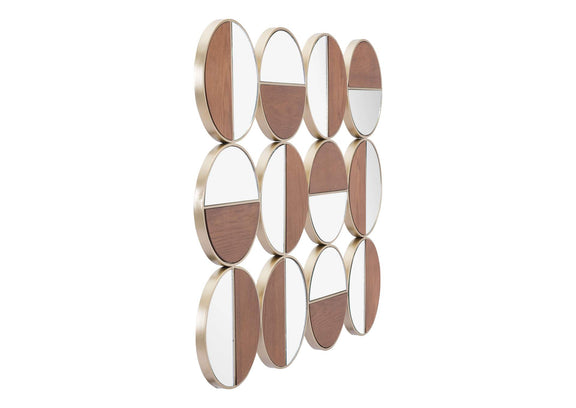 A12201 Cycle Round Mirror Gold & Walnut