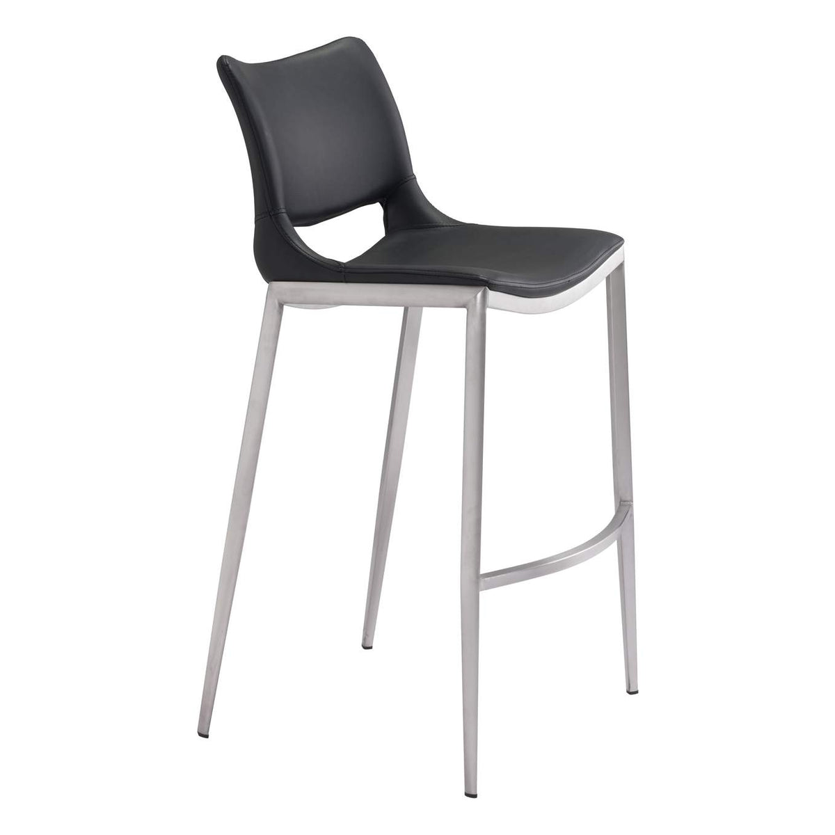 101284 Ace Barstool (Set Of 2) Black & Silver