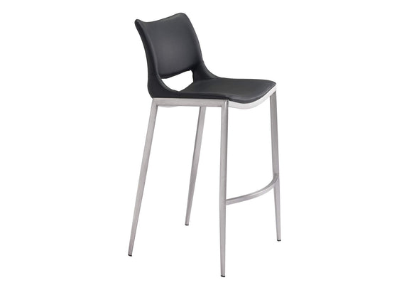 101284 Ace Barstool (Set Of 2) Black & Silver