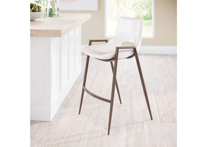 109069 Desi Counter Stool (Set Of 2) White & Walnut