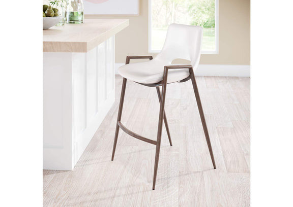 109069 Desi Counter Stool (Set Of 2) White & Walnut