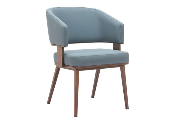 110328 Poise Dining Chair Azure Gray & Walnut