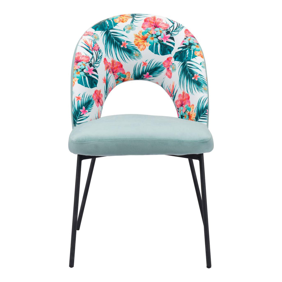 109367 Bethpage Dining Chair (Set Of 2) Multicolor Print & Green