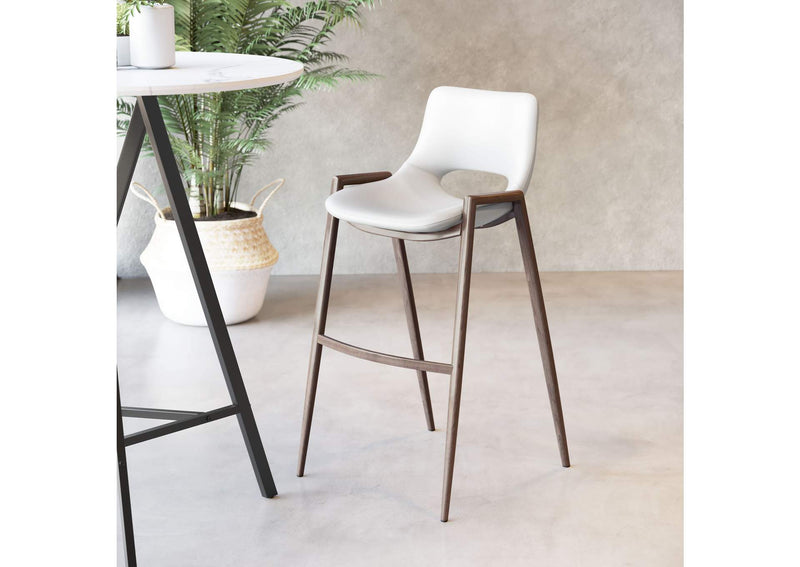 109070 Desi Barstool (Set Of 2) White & Walnut