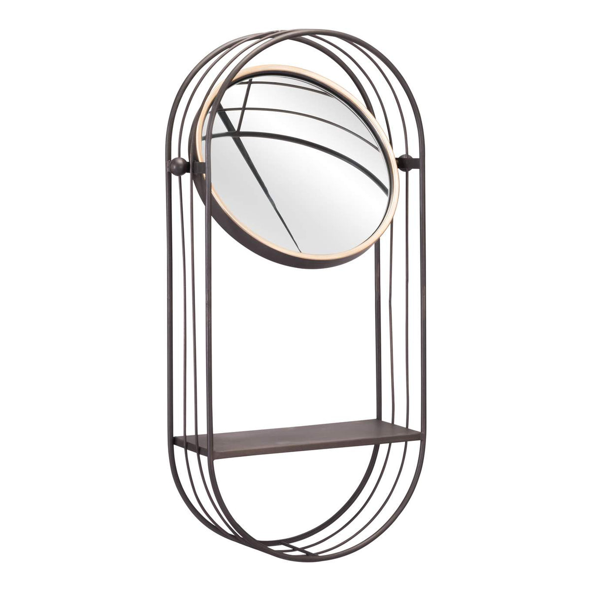 A12234 Saroni Mirror Shelf Antique Gray