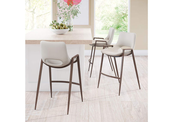 101693 Desi Counter Stool (Set Of 2) Beige & Walnut