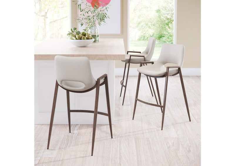 101693 Desi Counter Stool (Set Of 2) Beige & Walnut