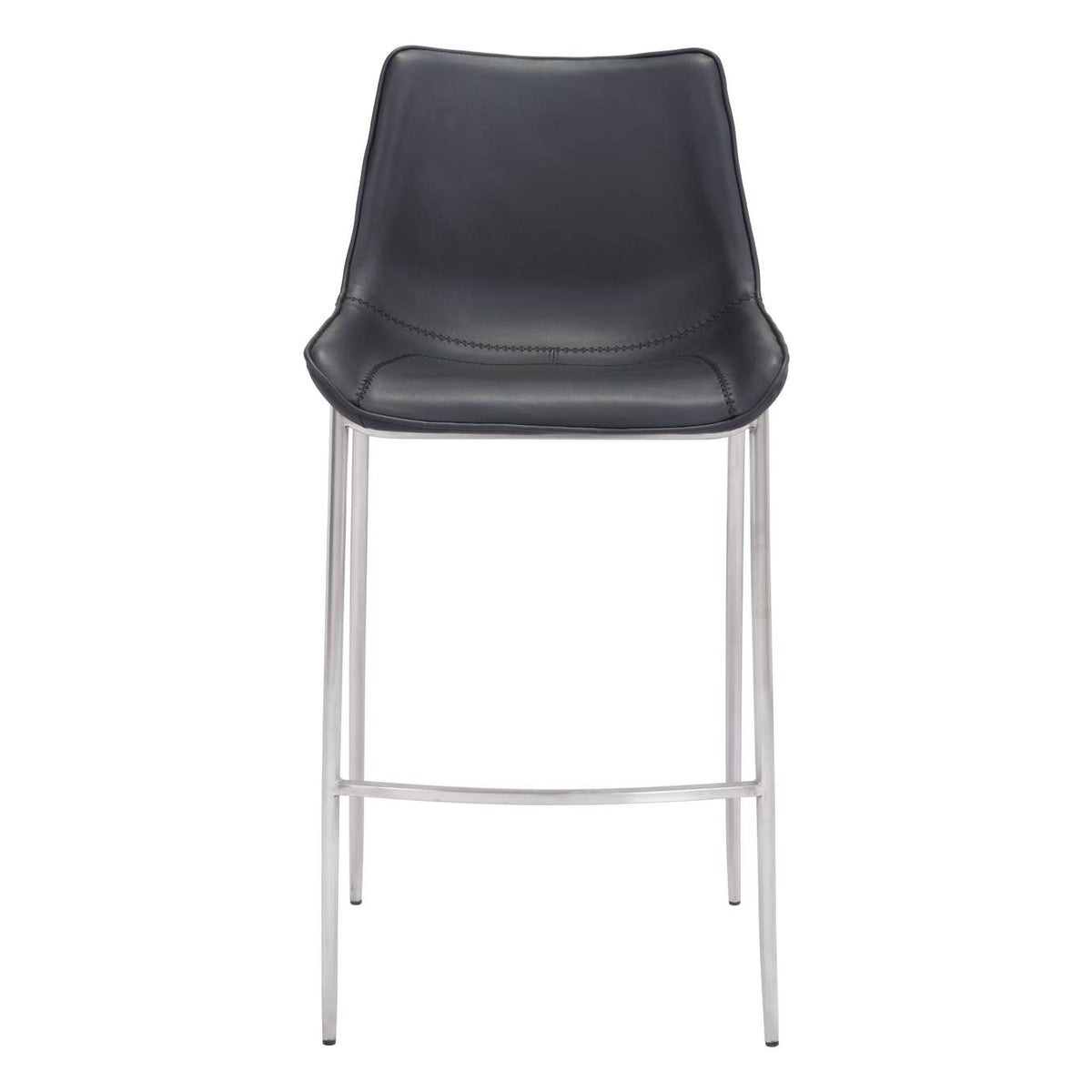101276 Magnus Barstool (Set Of 2) Black & Silver