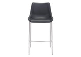 101276 Magnus Barstool (Set Of 2) Black & Silver