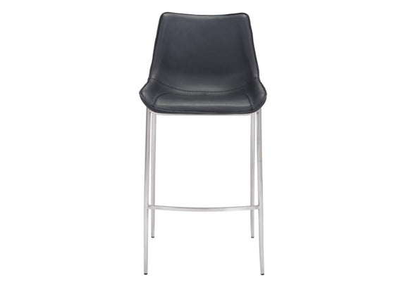 101276 Magnus Barstool (Set Of 2) Black & Silver