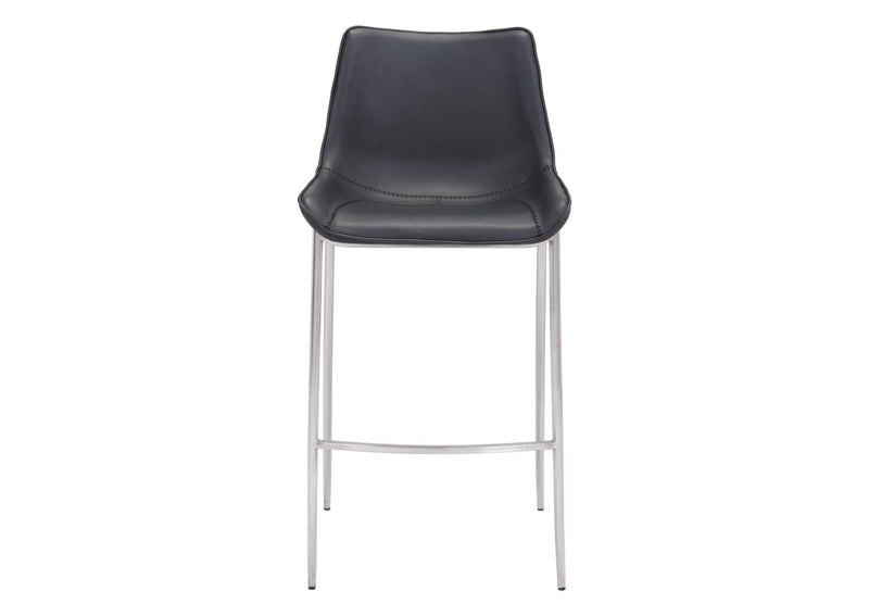 101276 Magnus Barstool (Set Of 2) Black & Silver