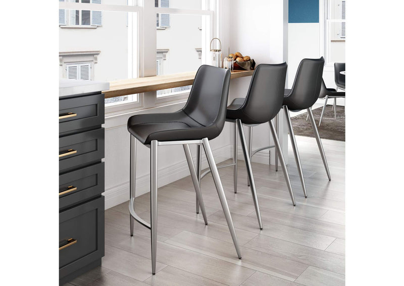 101409 Magnus Counter Stool (Set Of 2) Black & Silver