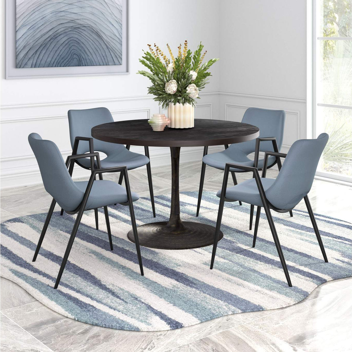 109536 Desi Dining Chair (Set Of 2) Azure Gray
