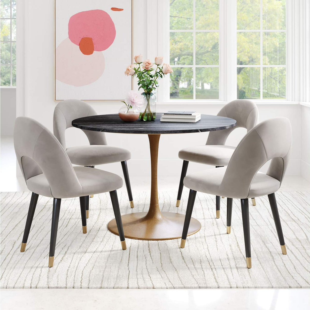 109095 Taj Dining Table Black & Gold