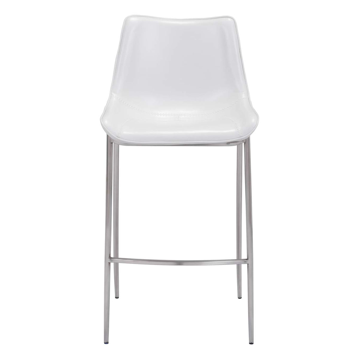 101275 Magnus Barstool (Set Of 2) White & Silver
