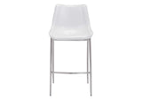 101275 Magnus Barstool (Set Of 2) White & Silver