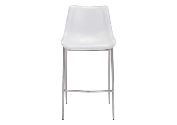 101275 Magnus Barstool (Set Of 2) White & Silver