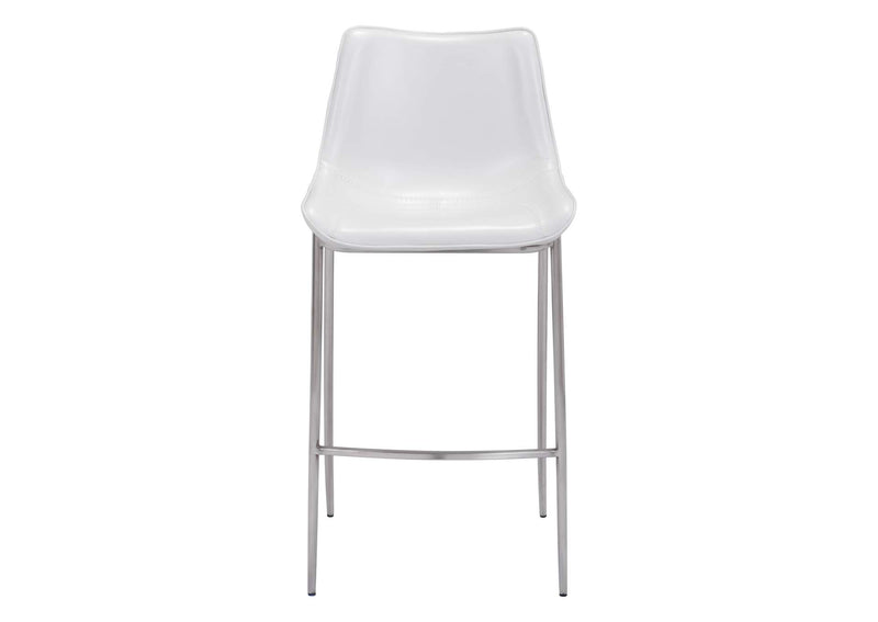 101275 Magnus Barstool (Set Of 2) White & Silver