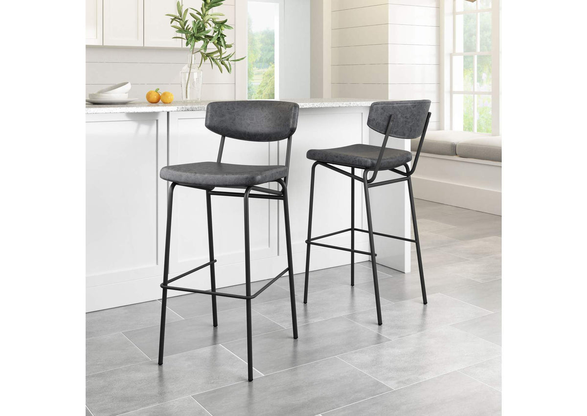 110261 Charon Barstool (Set Of 2) Vintage Black
